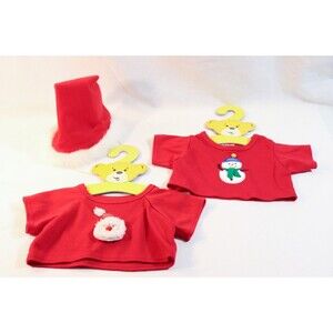 Build A Bear Christmas Shirts Santa Hat BAB Hangers 5 Piece Lot Holiday Outfit
